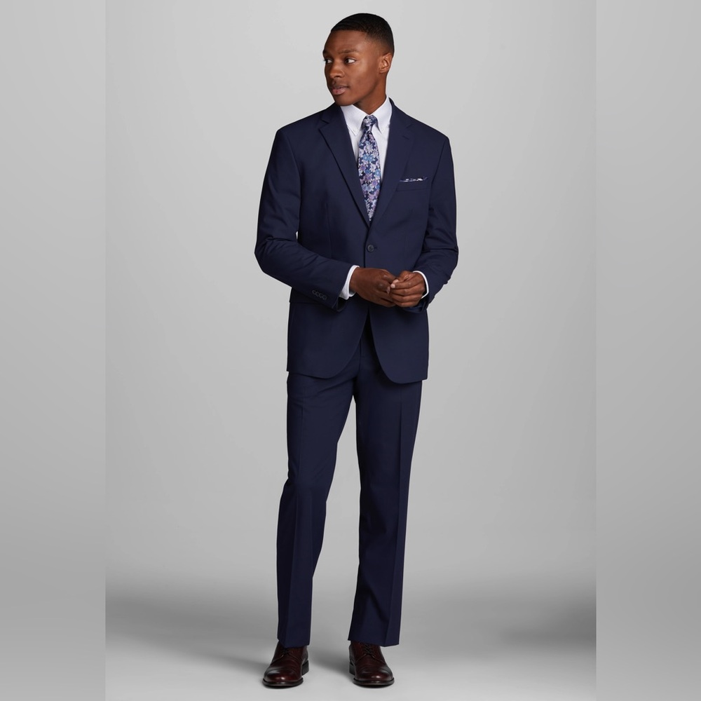 Jos A Bank Men's Navy Blue Tailored Fit Suit Jacket Blazer Sport Coat 52 Regular